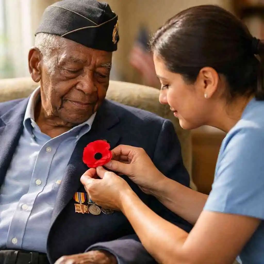 Valor caregiver with a smiling elder